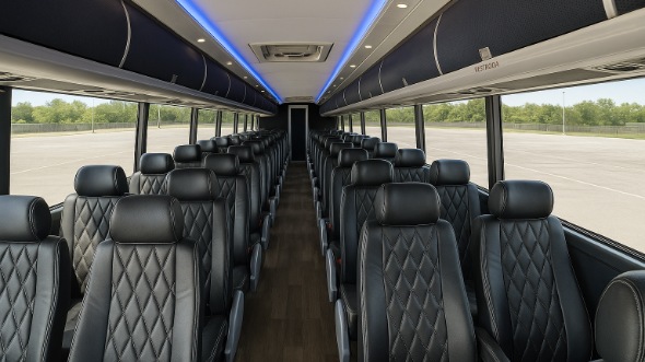 rochester hills 56 passenger charter bus inside